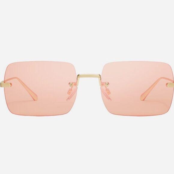 Quay Australia TTYL Rimless 43MM Square Sunglasses- Gold - Picture 2 of 8